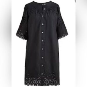 NWT J. Crew Black Cotton Eyelet Poplin Button Dress